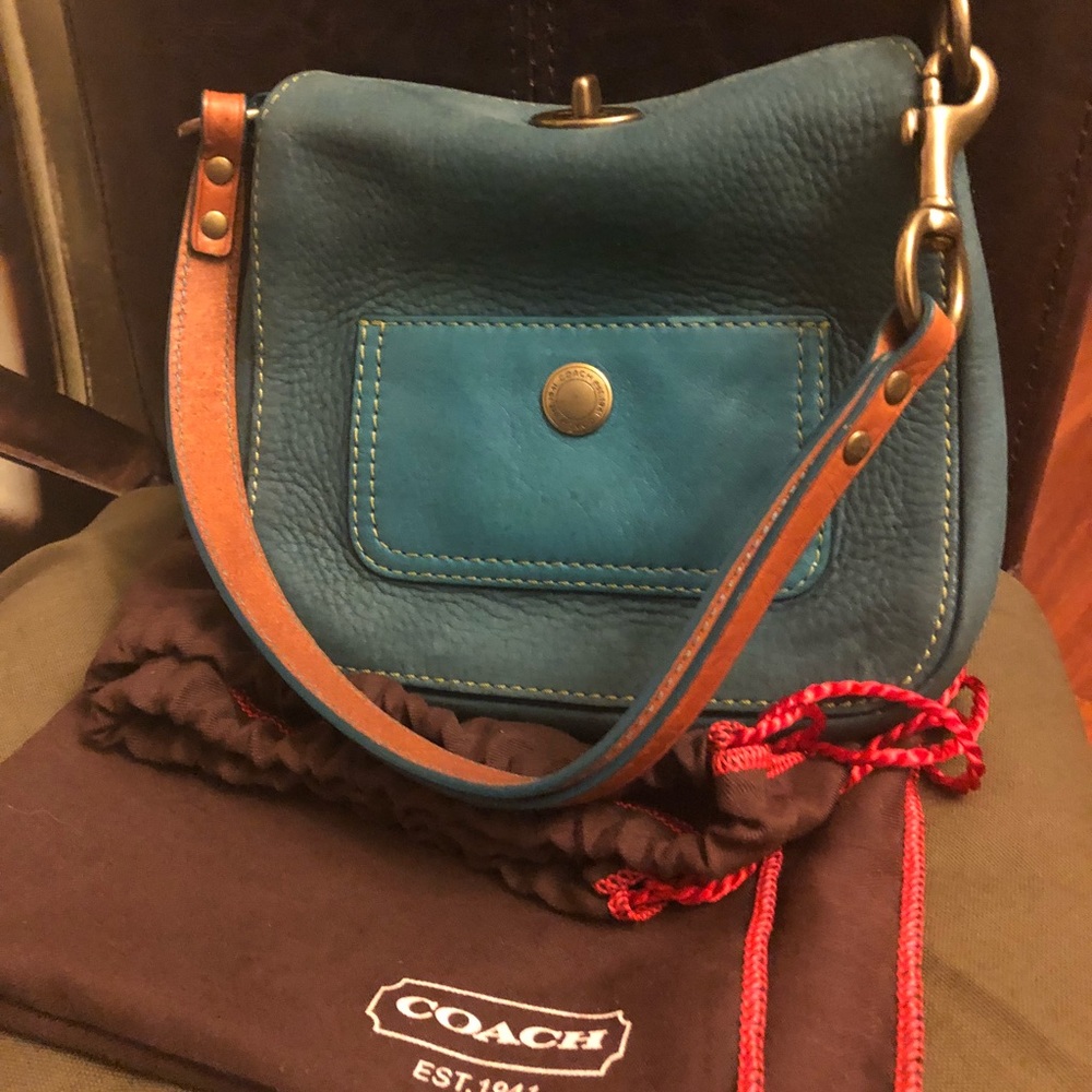 COACH Chelsea Teal Pebble Leather Mini Bag